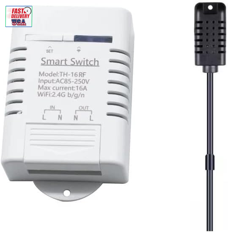 Ewelink 16A Smart WIFI Switch with Temperature and Humidity Sensor, Wifi Thermos