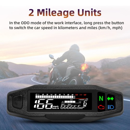 1Pc Motorcycle Speedometer Meter Tachometer Digital LCD Odometer Fuel Gauge - Picture 2 of 10