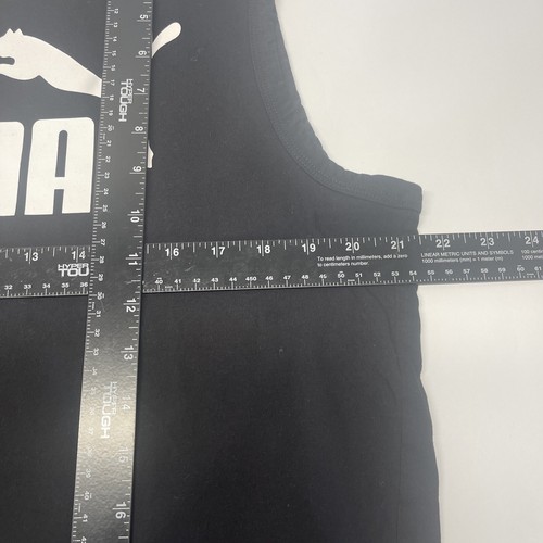 Puma Men's T-Shirt White Logo Sleeveless Athletic Gym Tank Top Black Size XL - 第 4/8 張圖片