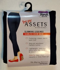 ASSETS by Sara Blakely Slimming Legings 1X  Seamless Denim Wash Dark Blue
