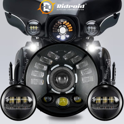 7'' inch LED Headlight&Turn Signal+4.5'' Fog Lights For Harley Davidson Touring