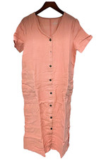 Cuddl Duds Cotton Gauze V-Neck Midi Shift Dress Rosette