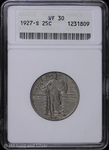 1927-S 25C Standing Liberty Quarter ANACS VF 30 | Soap Box
