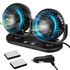 VENTILATORE AUTO DOPPIO POTENTE SILENZIOSO REGOLABILE PRESA ACCENDISIGARI 24V