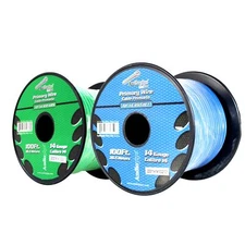 14 GA 100 FT Blue Green Stranded Spools of CCA Primary Power Ground Wire Cable