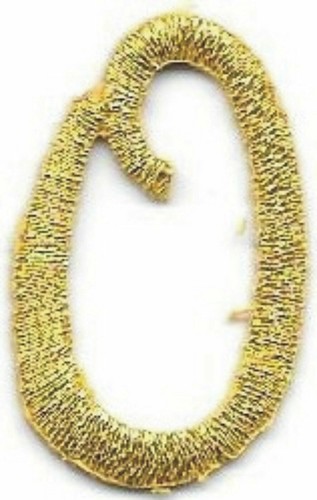 Metallic Gold Script Letter O Patch Embroidered Iron on (1 1/8