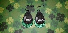 Handmade St. Patrick's Day, Clover, Love Faux Leather Earrings Festive 