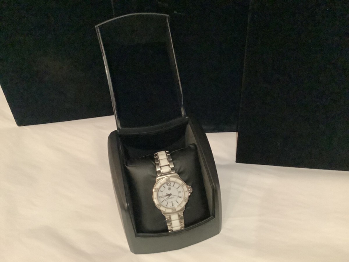 ORIGINAL CASE LADIES TAG HEUER FORMULA 1 WHITE CERAMIC WATCH MUST
