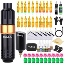 Wireless Coreless Motor Tattoo Gun Makeup Pen Machine 20Pcs Needles Kit 1200mAh