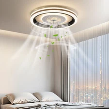 18.5Inch Round Ceiling Fan Light Remote Control Chandelier LED Lamp Living Room