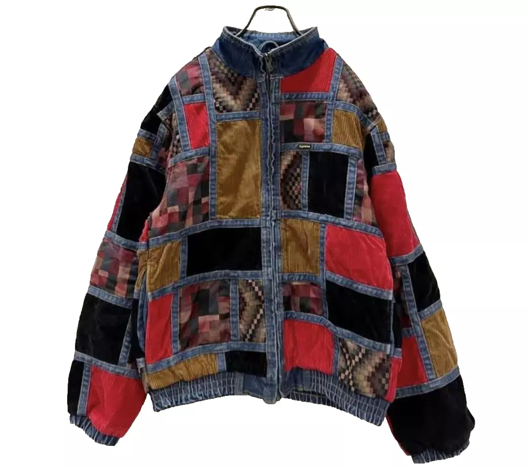 Veste en jean patchwork velours côtelé SUPREM 18AW velours côtelé patchwork taille M 2503SY