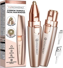Eyebrow & Facial Trimmer: 2 In1 Rechargeable Facial Hair Removal & Eyebrow Shave