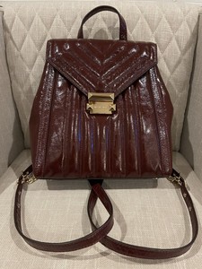 oxblood leather backpack