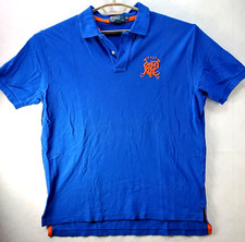 VTG Polo Ralph Lauren Men Size XL Blue Orange Rare Crest Embroidered Pique Shirt