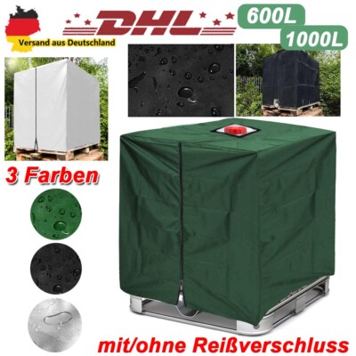 IBC Container Abdeckung Reißverschluß Plane Schutz Haube Cover 600L/1000L Hülle
