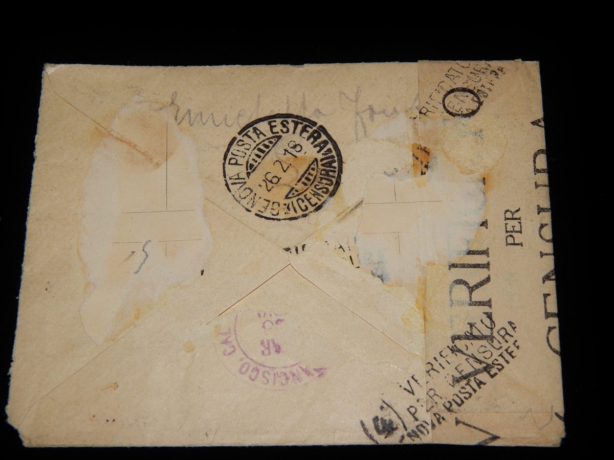 ぷちゃ Vintage Cover, GENOA, ITALY, REGISTERED, WWI CENSORED,1918
