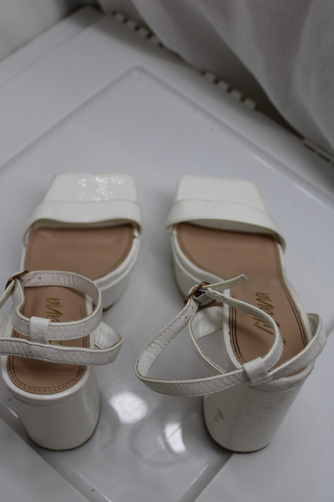 Women's White Python Patent Leather 4" Platform W… - image 7