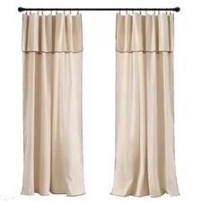 Modern Faux Dark Linen Polyester 52 In. W X 84 In. L Light Filtering Curtain wit