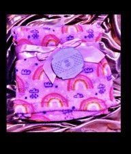 30"x30" plush super soft light weight baby blanket,pink With Rainbows,New w Tags