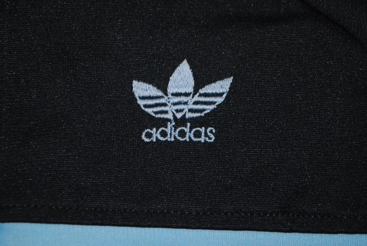 VINTAGE 70S-80S ADIDAS VENTEX TRACK TOP BLACK BLUE FULL ZIP STRIPED JACKET LARGE