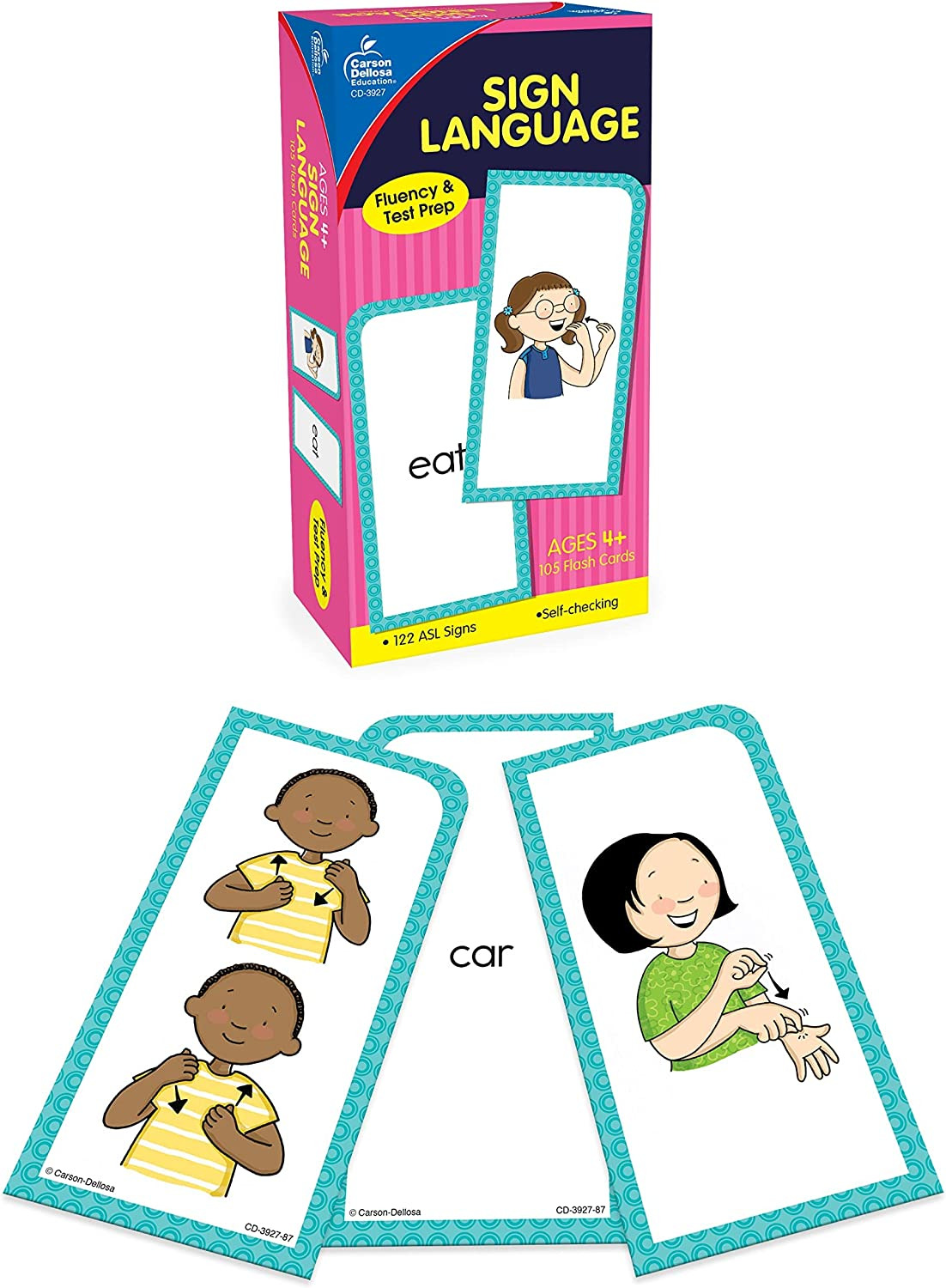 Carson Dellosa 104 American Sign Language Flash Cards for Kids, Toddlers and Beg
