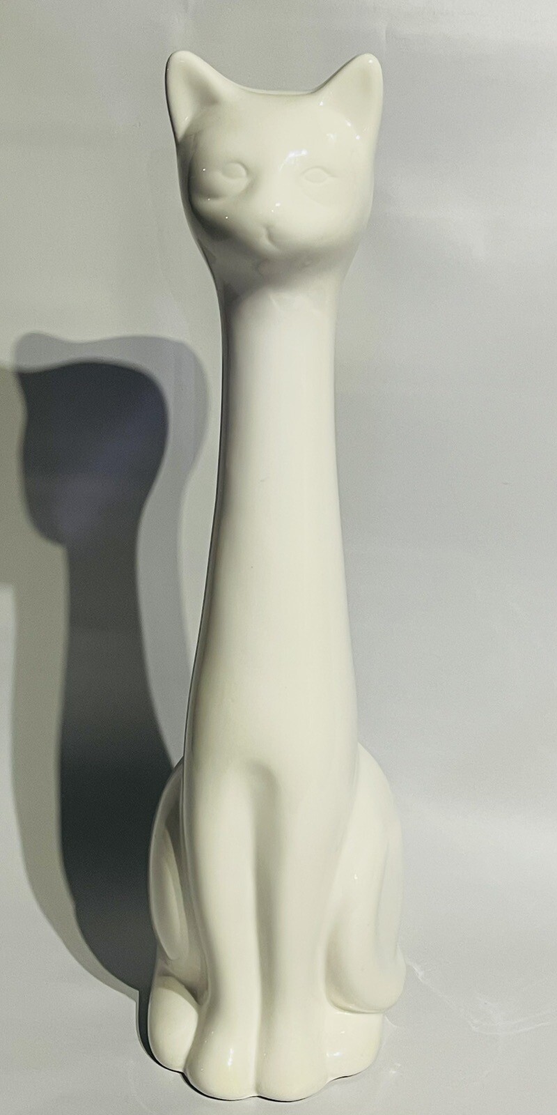 Vintage 1997 Allure White Ceramic Stretched Neck Cat Toilet Brush