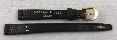 Vintage NOS Speidel Genuine Lizard Skin Leather Dark Brown 10mm Watch Band W5