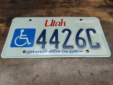 Utah License Plate Tag USA 🇺🇸 Handicap ♿ Disabled Wheelchair 4426 C Snow ❄️