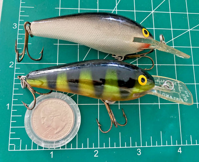 VTG LOT 2 RAPALA FAT RAP FR7 CRANKBAITS FISHING LURES 7 FINLAND BALSA PERCH FOIL