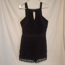 Adelyn Rae Black Crochet Romper Women  s Medium Bodycon