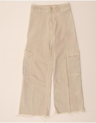 ZARA Damen Wide Leg Jeans EU 38 Small W28 L29 Beige BU05