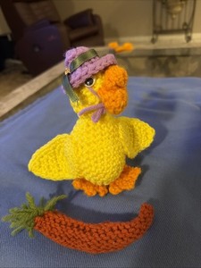 Handmade Crocheted Easter Duck and Carrot - Free Shipping!