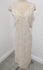 Gap Linen Blend Animal Print Midi Dress Sz 16 Beige Vacation Cruise Resort Boho