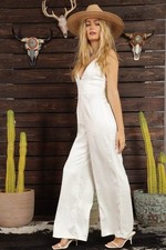 Lulus Angelic White Satin Bow Back Jumpsuit Size XS Party Bridal Pantsuit Pants