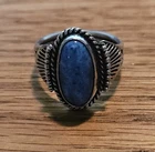 NAVAJO STERLING SILVER RING WITH RAISED DENIM LAPIS NUGGET - SIZE 6