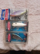 Lot of Three (3) Bill Lewis Original Rattle Traps (2) Chrome/Blue (1) Half-Back