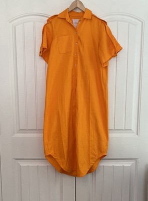 ONA REX Women's Orange Oversized Button Down Midi Dress Size S NWOT