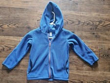 Carter's Kid Boy's Size 7 Fleece Full Zip-Up Blue With Pockets Hooded Sweatshirt