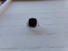 Mens Black Onyx Solid Sterling Silver 925 Ring Size 10.25