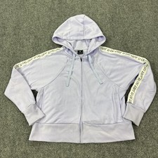 Nike Hoodie Womens Small Purple Dri-FIT Full Zip Fleece Just Do It Tape Sleeves
