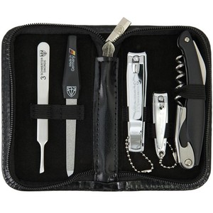 5-Piece Manicure Pedicure Grooming Kit - Nail Care Set with Leather Case & Gift