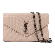 SAINT LAURENT YSL SHW Envelope WOC Chain Shoulder Bag 437473 Calfskin Beign