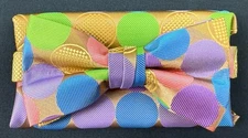 Stacy Adams Men's Bow Tie and Hanky Set Ready Tied Bold Colorful Dot Design