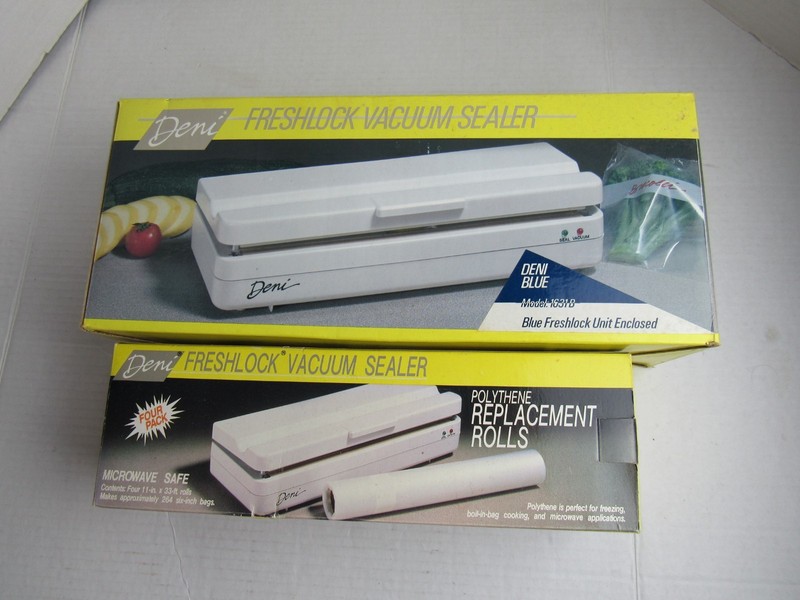 Deni Freshlock Vacuum Sealer for Food Storage Blue Model 1631B W/ 4 Rolls