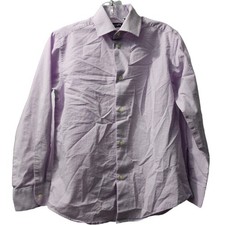 Chaps Stretch Dress Shirt Lavender Check Button Down Long Sleeve M
