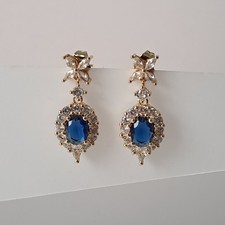 Luxuriöse Blaue Zirkon Ohrstecker | Vergoldet | Eleganter Funkelnder Schmuck