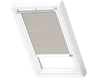 VELUX Dachfenster Wabenplissee cremegrau mit weißem Alu-Rahmen elektronisch FMC 