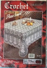 NEW Vintage Vinyl Crochet Lace Look Tablecloth Oblong 54x72” White