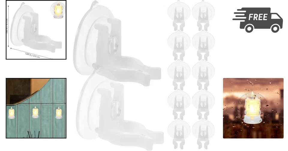 Soportes de ventosa para velas de ventana 12 piezas clips de velas LED sin llama decoración Foto 2 de 4