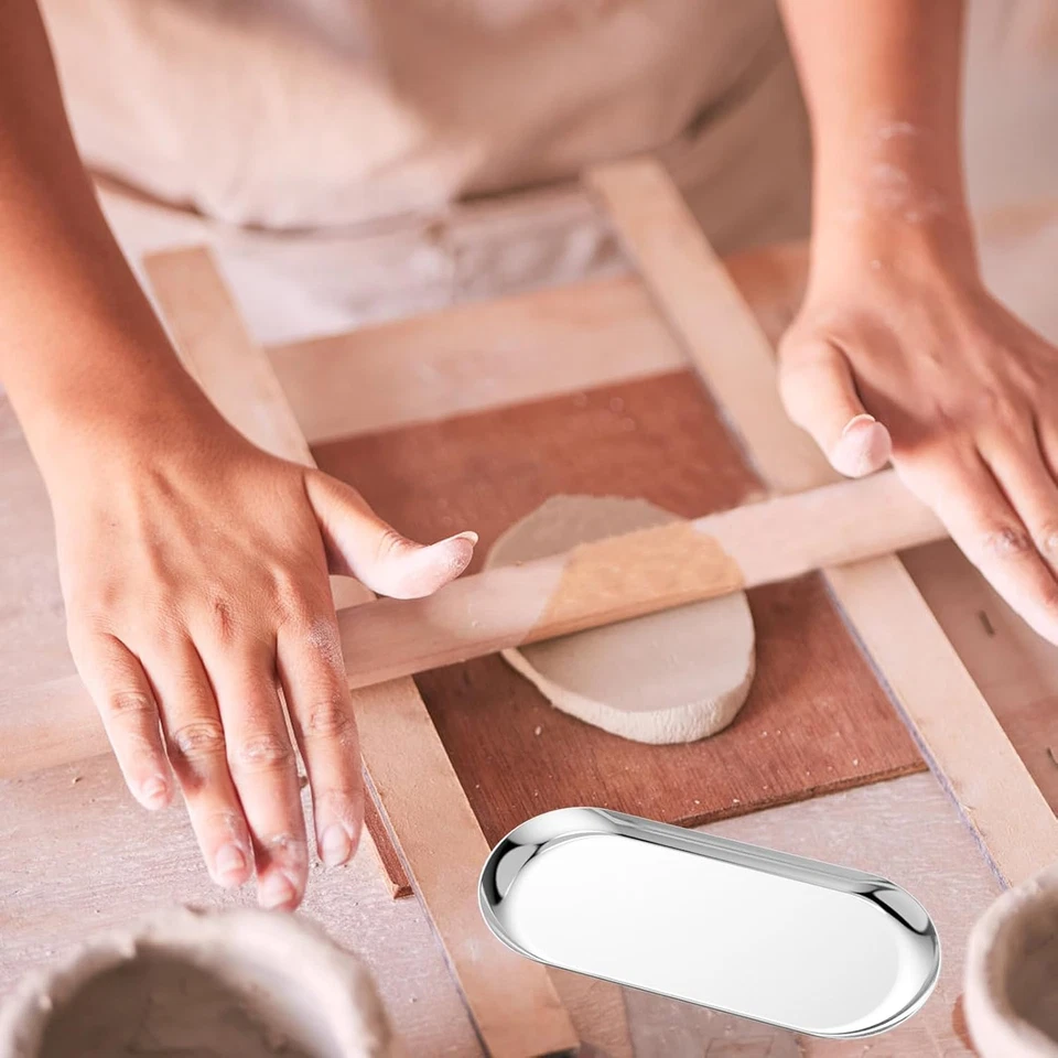 3 Pezzi Stampo per Ceramica Ovale Strumenti per Ceramica Stampi in Acciaio Inox - Immagine 4 di 4